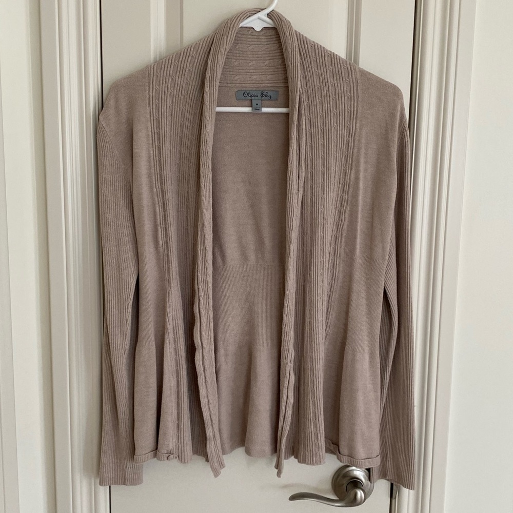 Olivia Sky Taupe Cable Knit Cardigan